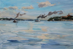 Dampf Rundum Flensburg2026 Öl / Lwd. 40 x 60 cm