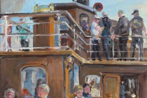 Auf dem Salondampfer Alexandra 2026 Öl / Lwd. 49 x 34 cm