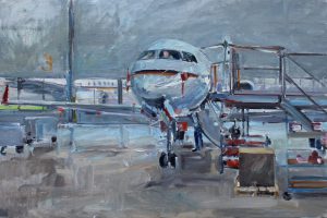 Tobias Duwe Regierungsflieger 2024 Oel Lwd. 40 x 60 cm